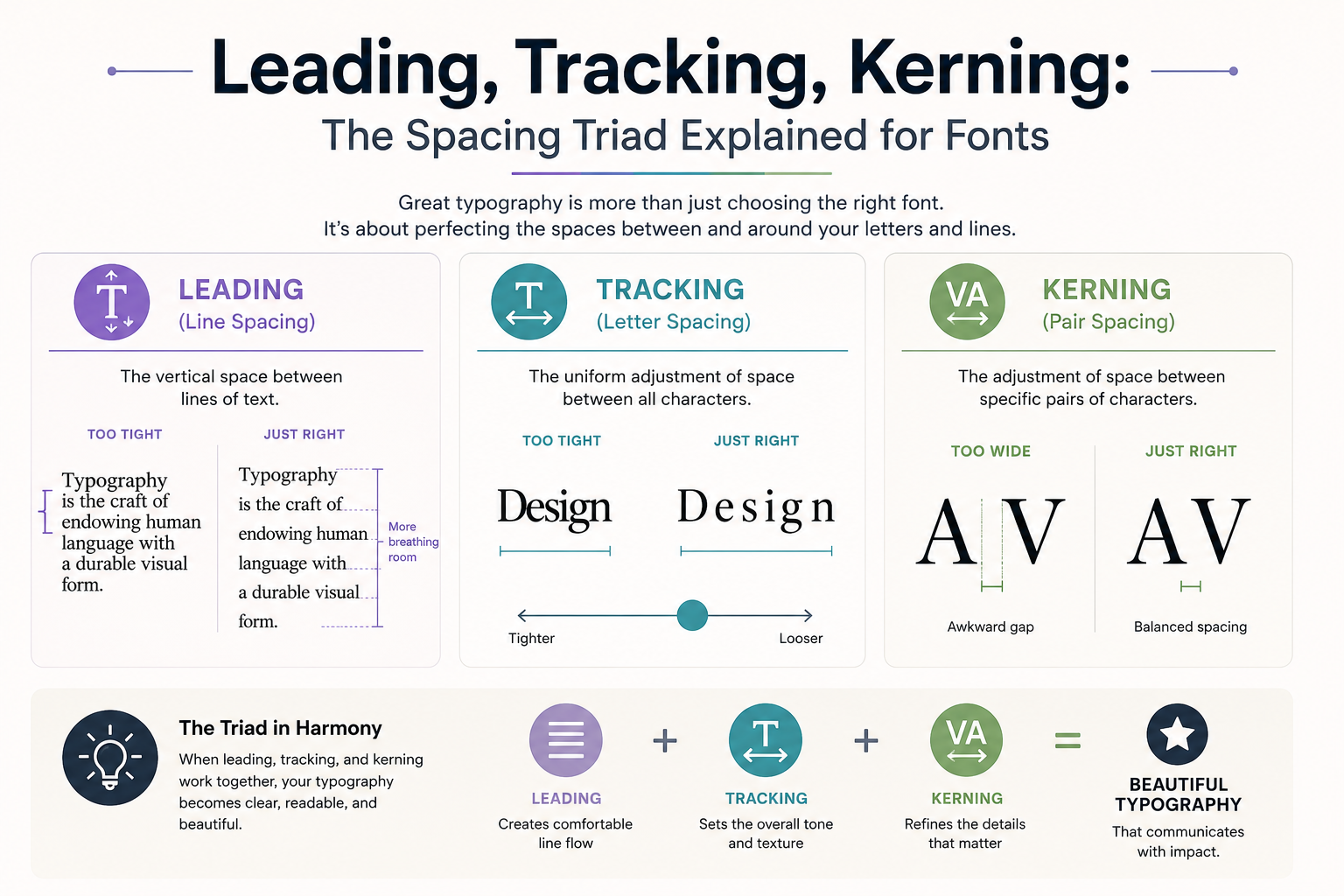 Leading, Tracking, Kerning: The Spacing Triad Explained