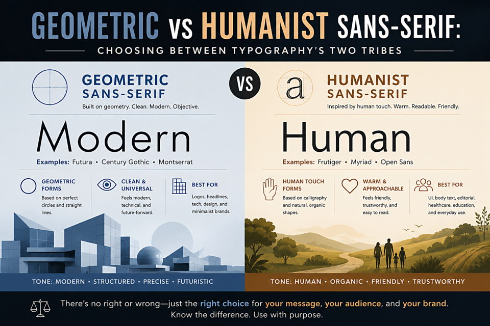 Geometric vs Humanist Sans-Serif: Choosing Between Typography's Two Tribes