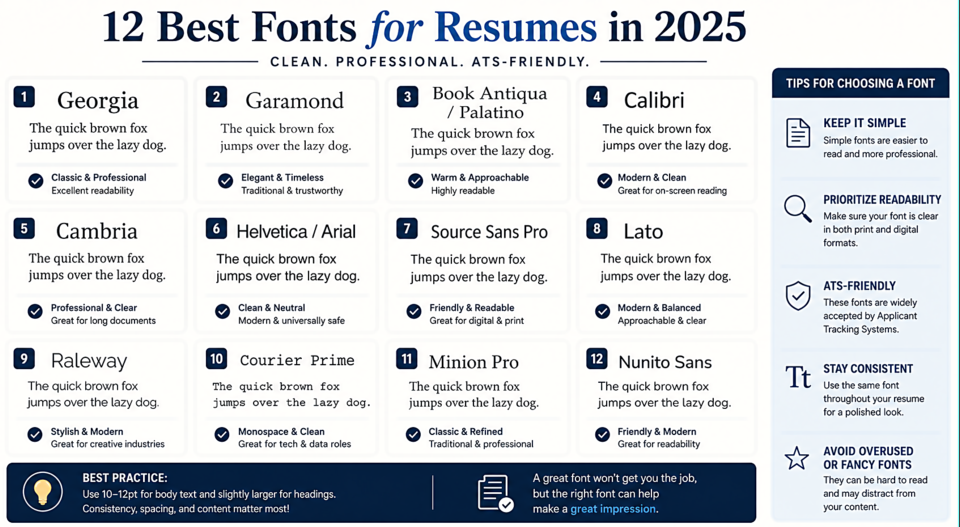 12 Best Fonts for Resumes in 2025
