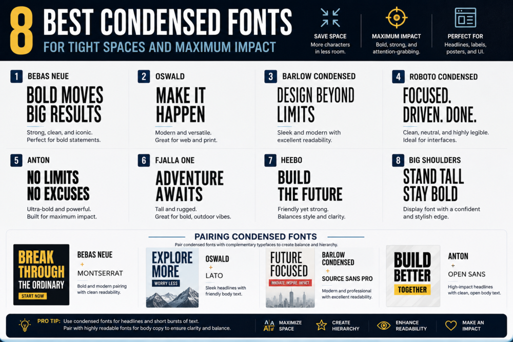 8 Best Condensed Fonts for Tight Spaces and Maximum Impact