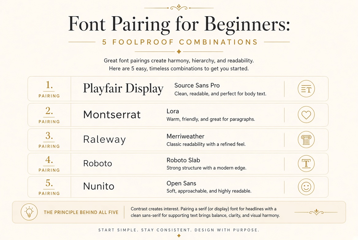 Font Pairing for Beginners: 5 Foolproof Combinations